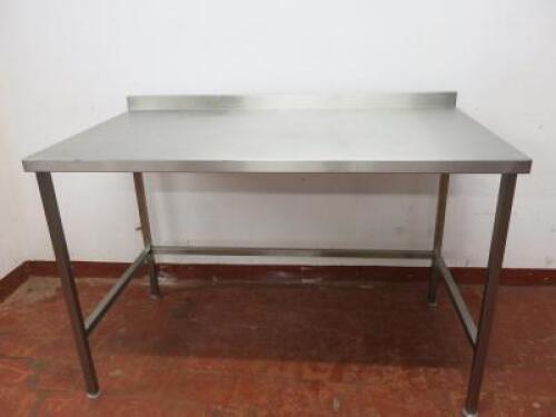 Stainless Steel Prep Table with Splash Back. Size H90cm x W140cm x D80cm.