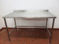 Stainless Steel Prep Table with Splash Back. Size H90cm x W140cm x D80cm.