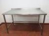 Stainless Steel Prep Table with Splash Back. Size H90cm x W140cm x D80cm.