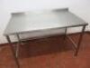 Stainless Steel Prep Table with Splash Back. Size H90cm x W140cm x D80cm. - 2
