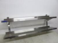 Caterwash Stainless Steel Adjustable Double Wall Shelf with Bracket. Size H60cm x W140cm x D32cm.