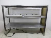 Stainless Steel Illuminated Pass Over Shelf with 3 x Vogue Order Holders. Size H90cm x W120cm x D40cm. NOTE: requires re-wiring.