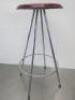 12 x Pyramid Steel Wire Stools with Red Leather Seat. Size H66cm x D30cm - 3