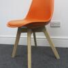 Pair of Habitat Jerry 120858 Dining Chairs in Molded Plastic with an Upholstered Seat Pad and Solid Oak Legs. Colour Orange - 2