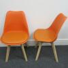 Pair of Habitat Jerry 120858 Dining Chairs in Molded Plastic with an Upholstered Seat Pad and Solid Oak Legs. Colour Orange - 4