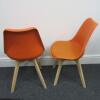 Pair of Habitat Jerry 120858 Dining Chairs in Molded Plastic with an Upholstered Seat Pad and Solid Oak Legs. Colour Orange - 5