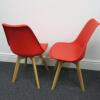 Pair of Habitat Jerry 120858 Dining Chairs in Molded Plastic with an Upholstered Seat Pad and Solid Oak Legs. Colour Red - 3