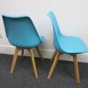 Pair of Habitat Jerry 120858 Dining Chairs in Molded Plastic with an Upholstered Seat Pad and Solid Oak Legs. Colour Turquoise - 3