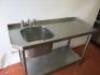 Large Stainless Steel Single Bowl Sink with Shelf Under & Mixer Tap. Size H90cm x W130cm x D53cm. - 2