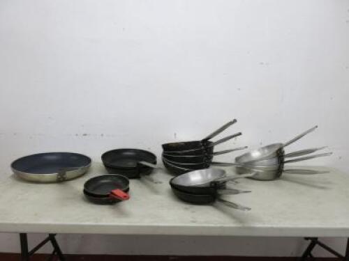 17 x Assorted Sized Frying Pans to Include: 1 x D40cm, 2 x D30cm, 5 x D28cm, 4 x D27cm, 3 x D25cm, 2 x D20cm