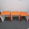 Nest of 3 Guzzini Tavolino Piccolo 45 Arancio 2 Colour Plastic Coffee Tables. Size 40cm x 40cm x 40cm, 45cm x 40cm x 45cm & 50cm x 40cm x 50cm - 3