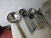 51 x Assorted Lot of Kitchen Utensils to Include: Ladels, Spoons, Whisks, Skimming Spoons, Potatoe Masher, Cheese Grater, Spatulas, Tongs etc. NOTE: does not include can opener - 4