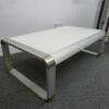 Curved Brushed Metal Framed Coffee Table with Glass Top, Size H40cm x D70cm x W120cm - 3