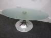 Oval Coffee Table with Glass Top on Chrome Stem Base, Size H40cm x D106cm x W60cm