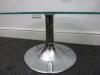 Oval Coffee Table with Glass Top on Chrome Stem Base, Size H40cm x D106cm x W60cm - 3