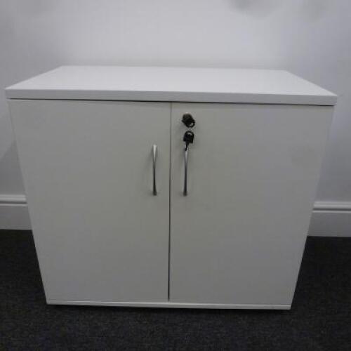 White Matt Finish 2 Door Cabinet with 2 Keys, Size H73cm x D80cm x W45cm