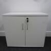 White Matt Finish 2 Door Cabinet with 1 Keys, Size H73cm x D80cm x W45cm