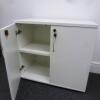 White Matt Finish 2 Door Cabinet with 1 Keys, Size H73cm x D80cm x W45cm - 3