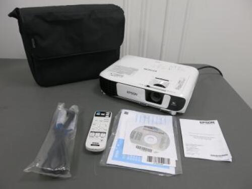 Epson LCD Projector, Model EB-S41, Lamp Hrs 50. Comes with Power Supply, Cables, Remote, Information Booklet/Disc & Carry Case