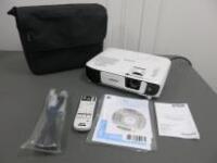 Epson LCD Projector, Model EB-S41, Lamp Hrs 50. Comes with Power Supply, Cables, Remote, Information Booklet/Disc & Carry Case