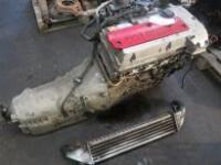 Mercedes Kompressor 8 Cylinder Engine with Gearbox & Oil Cooler. (As Viewed and Inspected. For Spares or Repair).