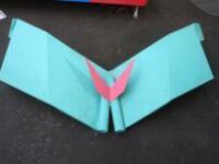 Pale Green & Pink Metal Folded Winged Boot Attachment.