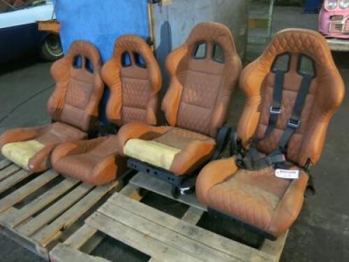 4 x Tan Leather Bucket Seats.