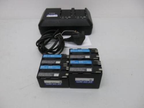 Canon Battery Charger, Model CG-A10 with 4 x Canon Rechargeable Li-on Batteries to Include: 2 x BP-955 & 2 x BP-975.