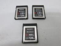 3 x Sony XQD G Series Memory Card (128GB Storage Capacity) Model QD-G128.