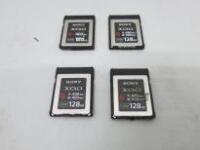 4 x Sony XQD G Series Memory Card (128GB Storage Capacity) Model QD-G128.