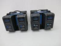 Pair of 4 x 4 Hawkwood V-Lok Battery System Simultaneous Battery Charger with 8 x VL-90 High Performance LI-ON 14.4V 90-W/h Batteries.