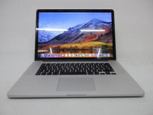 Apple 15.4" MacBook Pro, Model A1398. Running macOS High Sierra 10.13, Intel Core i7, 2.6Ghz, 16GB RAM, 750GB Flash Drive, Graphics Intel HD Graphics 4000 1536MB. NOTE: requires power supply & screen is marked (As Viewed/Pictured).