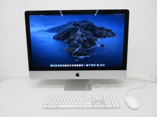 Apple 27" iMac, Running macOS Catalina 10.15, Intel Core i5, 3.5GHz, 32GB RAM, 1TB Fusion Drive, Graphics AMD Radeon R9 M290X 2GB. Comes with Power Supply, Apple A1243 Keyboard & Mouse. NOTE: Approx 0.5mm Small Chip (As Pictured/Viewed).