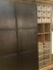 Barker & Stonehouse Biblio Oak Industrial Grand Cabinet with Engineered Wood Panels, 2 Galvanized Sheet Metal Panels on a Runner, 8 Drawers & 18 Haberdashery Drawers. Size H245cm x W260cm x D50cm. - 6