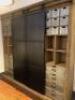 Barker & Stonehouse Biblio Oak Industrial Grand Cabinet with Engineered Wood Panels, 2 Galvanized Sheet Metal Panels on a Runner, 8 Drawers & 18 Haberdashery Drawers. Size H245cm x W260cm x D50cm. - 12