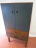 Wooden Grey Painted 2 Door Over 2 Drawer Cabinet with 1 Shelf on Slim Wooden Legs. Size H146cm x W80cm x D46cm. - 2