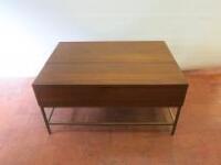 Wooden Coffee Table with Lift Out Lid on Brass Frame & Legs. Size H45cm x W92cm x D66cm.