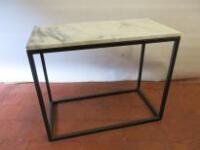 West Elm Box Metal Frame Occasional Table with Marble Top Insert. Size H57cm x W71cm x D36cm.