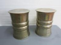 Pair of Hand Beaten Metal Stools. Size H48cm x Diameter 36cm.