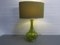 Green Glass Lamp with Green Shade, Max 60w, Size H70cm.