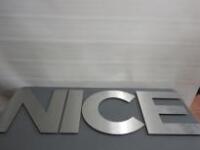 4 x Laser Cut Steel Wall Mounted Letters, N - I - C - E. Size H51cm.