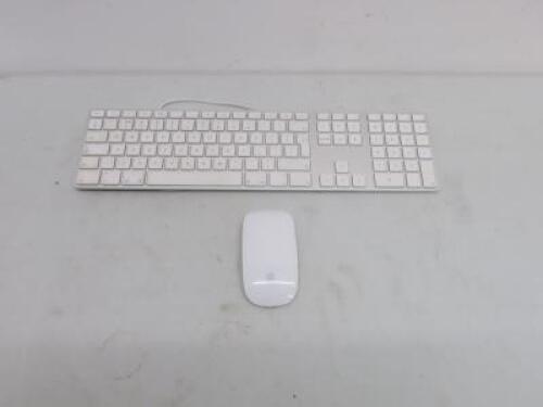 Apple Keyboard, Model A1243 with Apple Wireless Mouse, Model A1658.