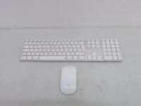 Apple Keyboard, Model A1243 with Apple Wireless Mouse, Model A1661.