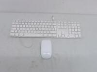 Apple Keyboard, Model A1243 with Apple Wireless Mouse, Model A1660.