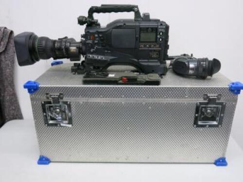 Panasonic AJ-KPX3700G Camcorder, S/N J8TKA0019 with Canon BCTV Zoom Lens Canon IF Xs Internal Focus J21a x 7.884 IAS SX12, Panasonic Viewfinder Model AJ-HVF21G, Panasonic AJ-MC900 Stereo Microphone, Arri Wedge Plate, VCT -U140F Tripod Wedge Plate & Large 