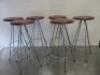 12 x Pyramid Steel Wire Stools with Red Leather Seat.Size H66cm x D30cm