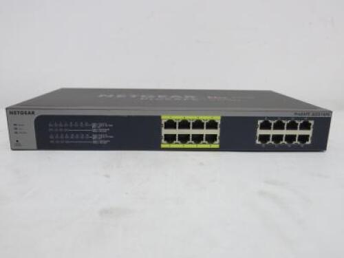 Netgear ProSafe Plus 16 Port Gigabit Ethernet Switch, Model JGS516PE.