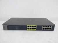 Netgear ProSafe Plus 16 Port Gigabit Ethernet Switch, Model JGS516PE.