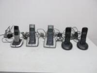 Box Containing 5 x BT Cordless Telephone Handsets to Include: 2 x BT Freestyle, 1 x BT Answerphone & 2 x BT Everyday Phones. Comes with 5 x Power Supplies.