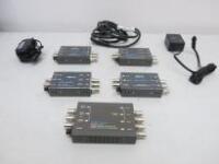 5 x Assorted AJA Video Systems Products to Include: 3 x Serial Digital Distribution Amplifier, Model HD5DA, 1 x Serial Digital Encoder, Model D5CE & 1 x Analog to Serial Digital Converter, Model D10A. Comes with 2 x Power Supplies.